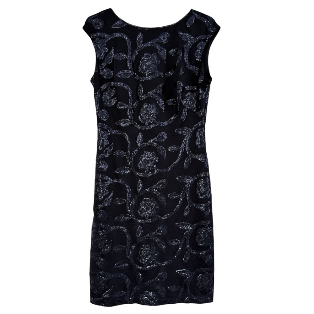 Lauren By Ralph Lauren Sequin Floral Print Dress Size 10 In Navy